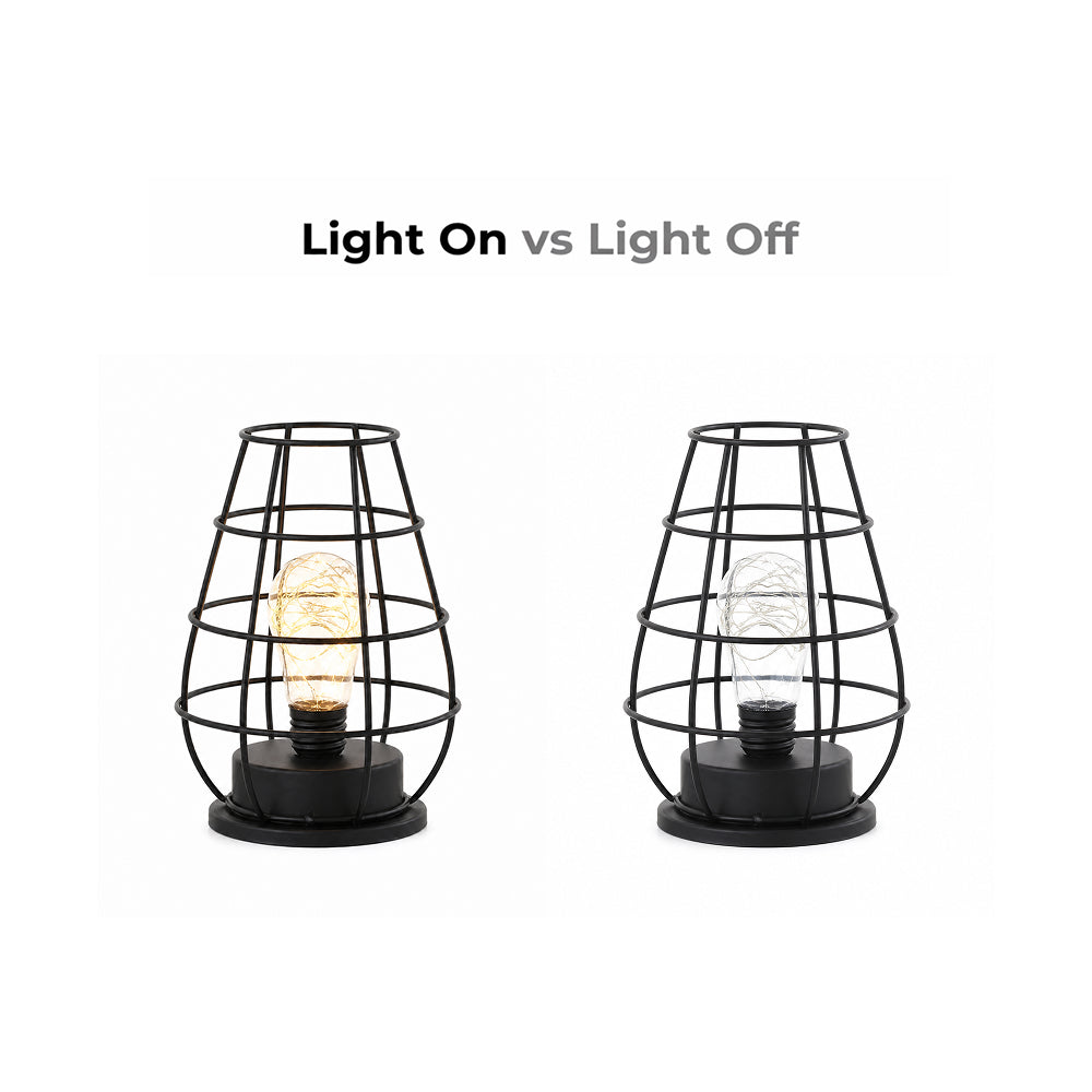 Velmora Geometric Iron Cage Table Lamp with LED Copper Wire