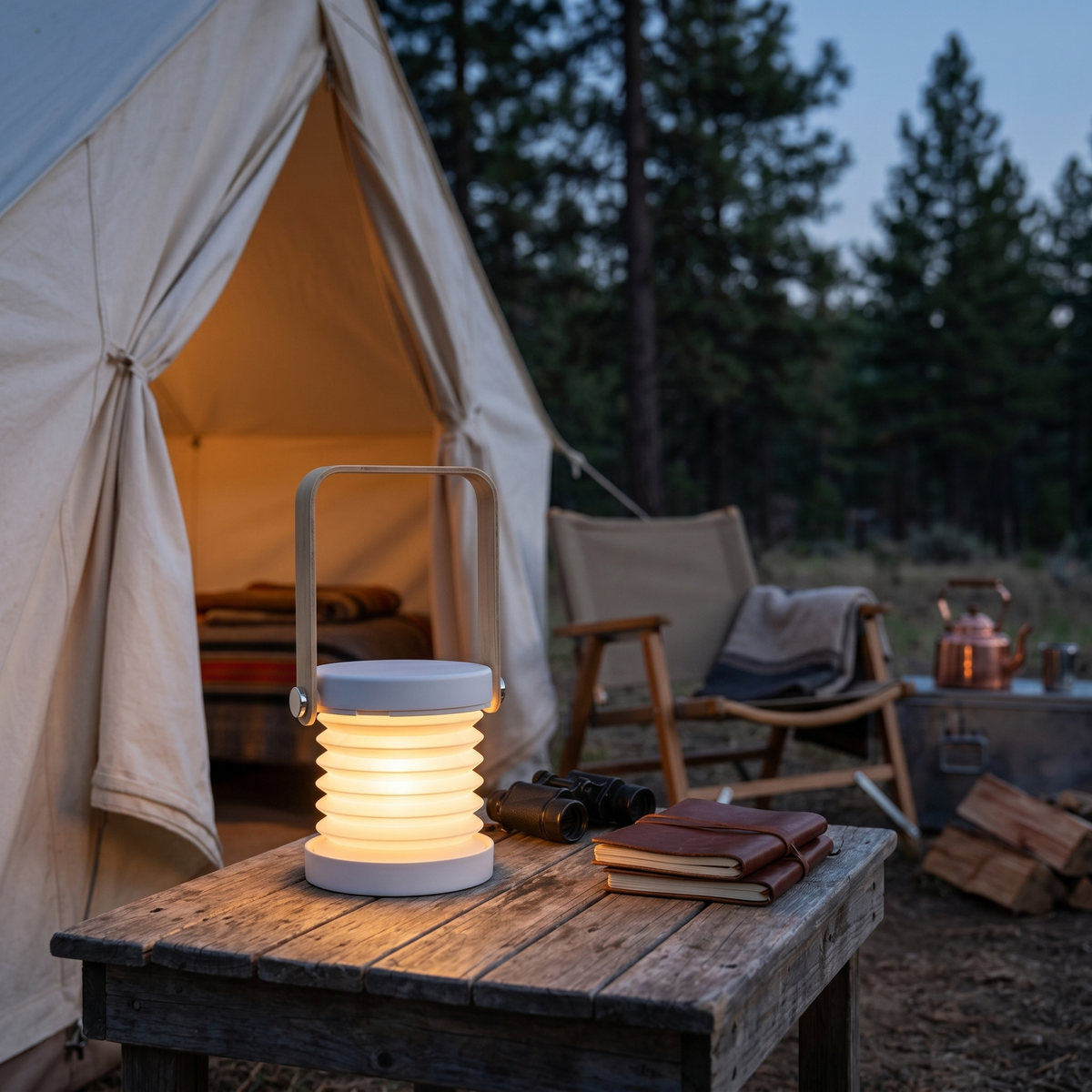 
Luce Nomade Folding Cordless Travel Lantern with Birch Handle