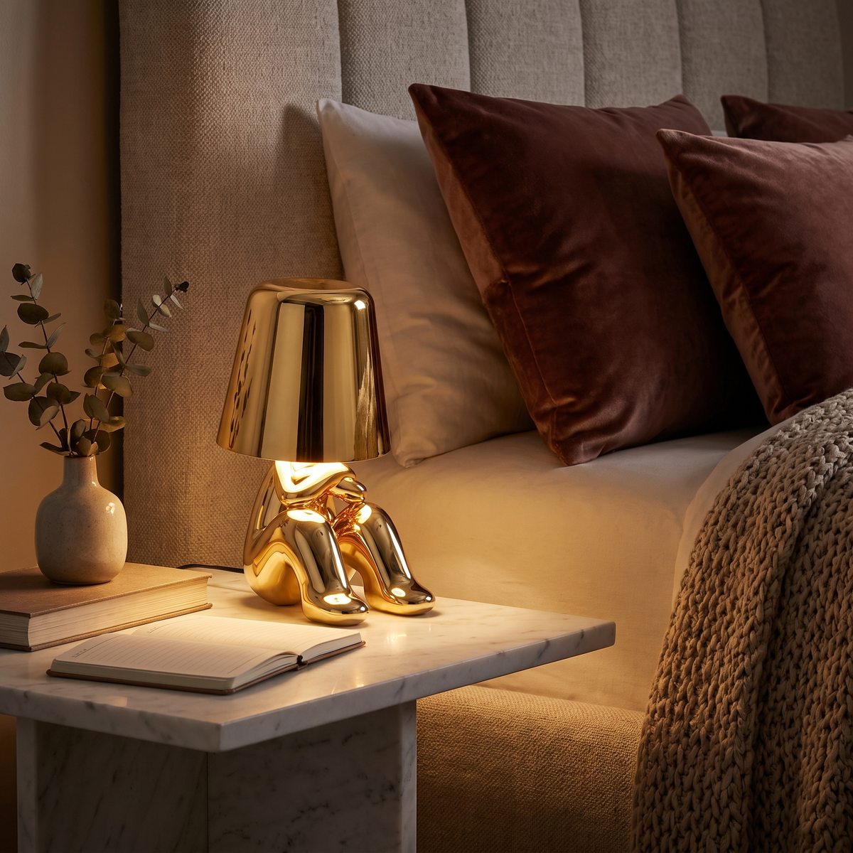 
Pensatore Aureo Golden Statuette Cordless Table Lamp
