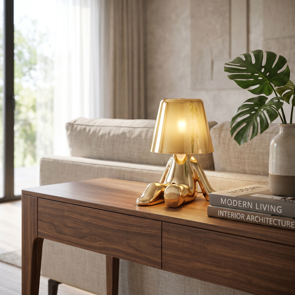 
Pensatore Aureo Golden Statuette Cordless Table Lamp