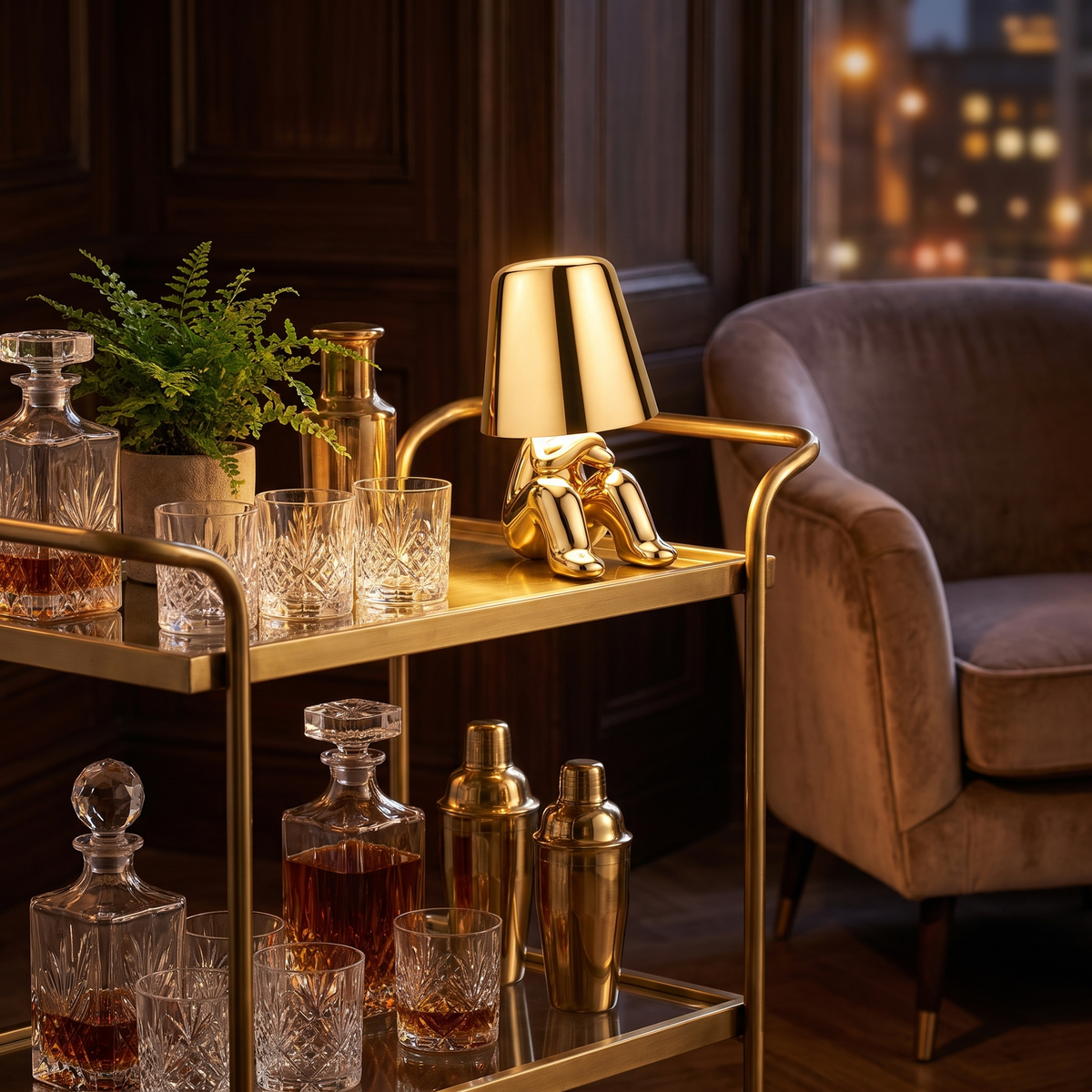
Pensatore Aureo Golden Statuette Cordless Table Lamp