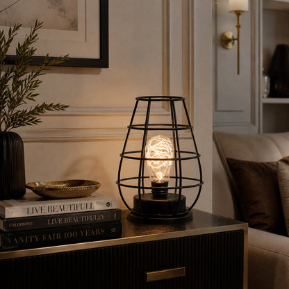 Velmora Geometric Iron Cage Table Lamp with LED Copper Wire