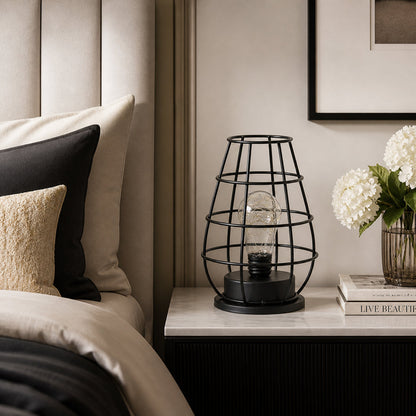 Velmora Geometric Iron Cage Table Lamp with LED Copper Wire