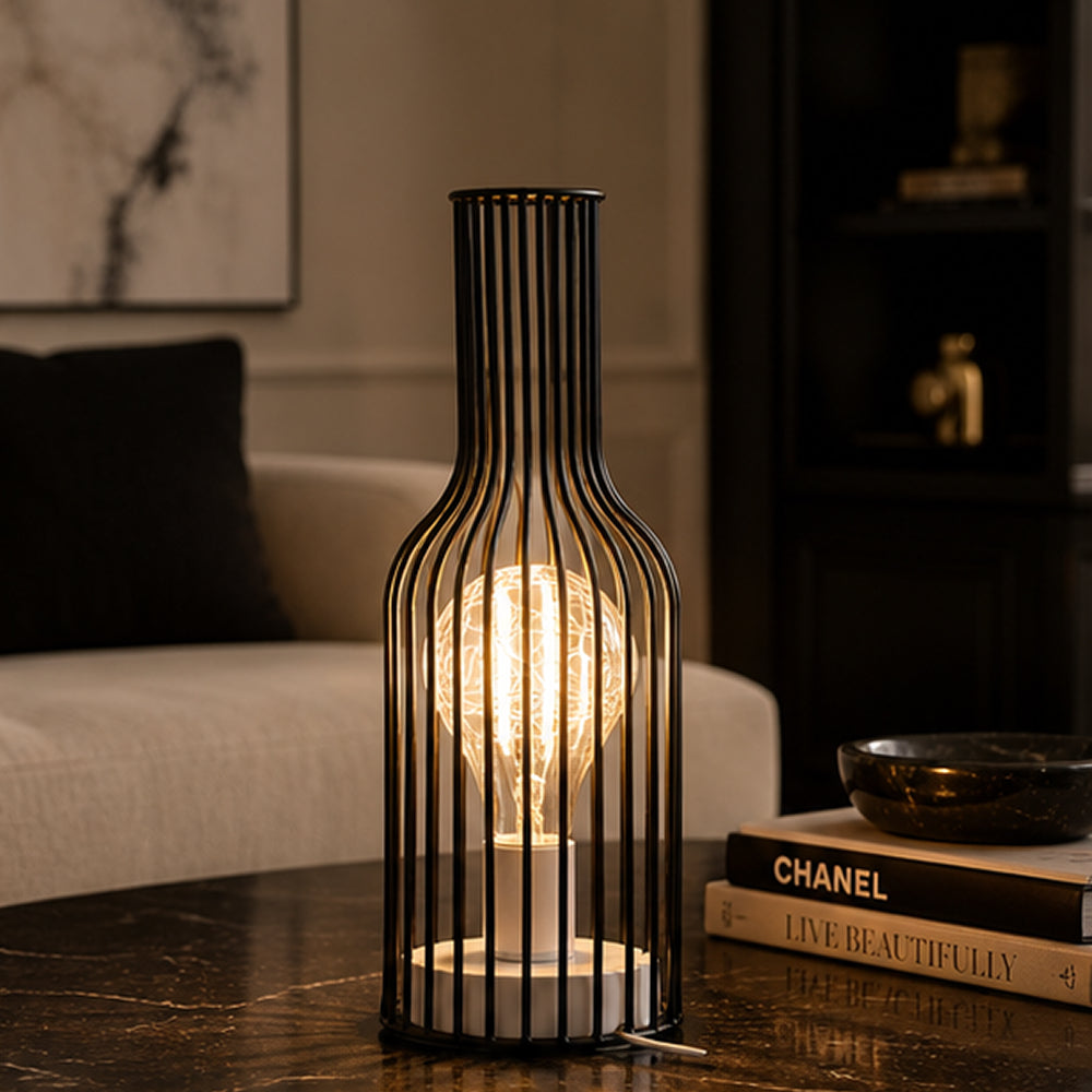 
Virello Wine Bottle Silhouette Iron Table Lamp with LED