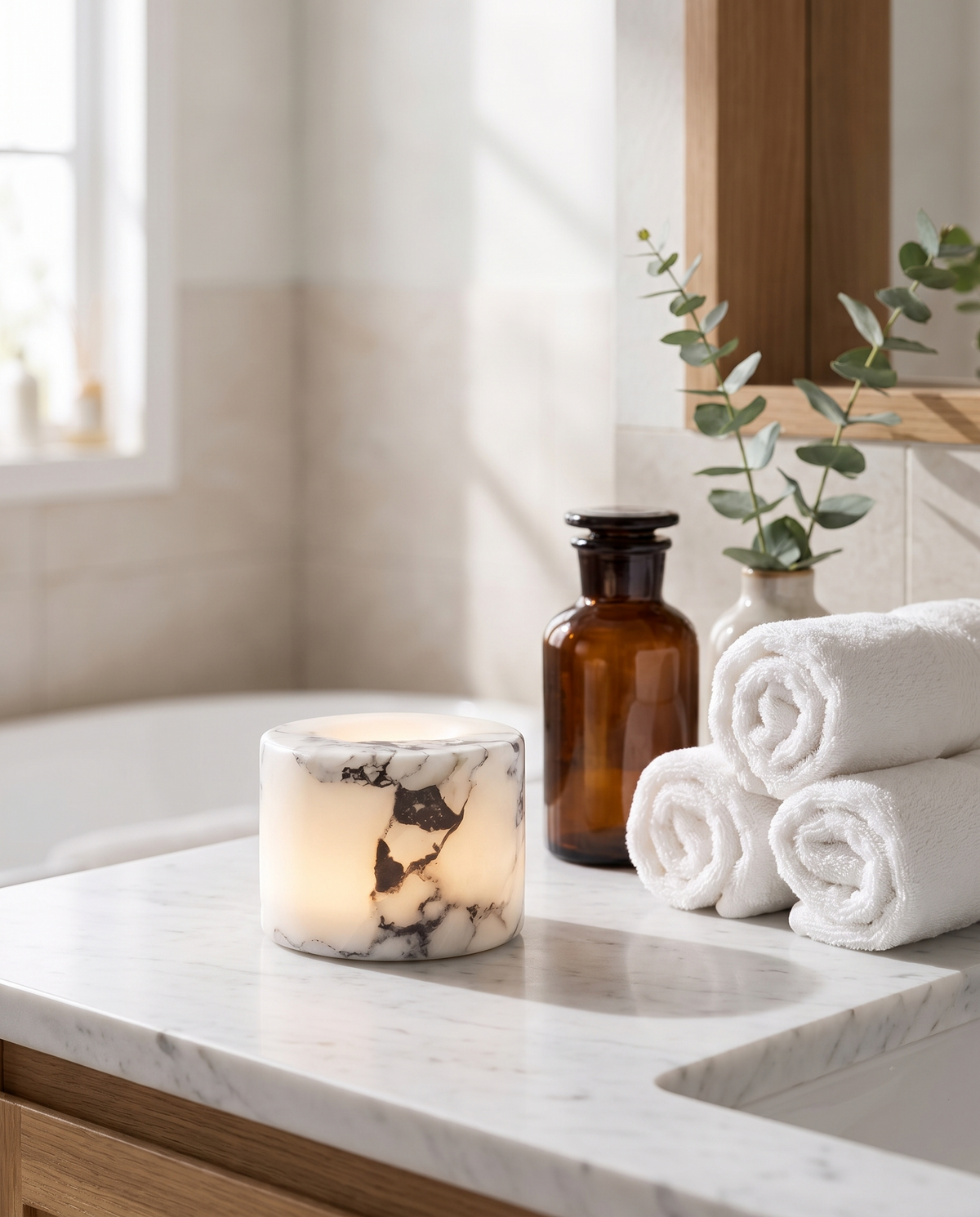 
Pietra Lunare Genuine Marble Cordless Touch Lamp Rechargeable